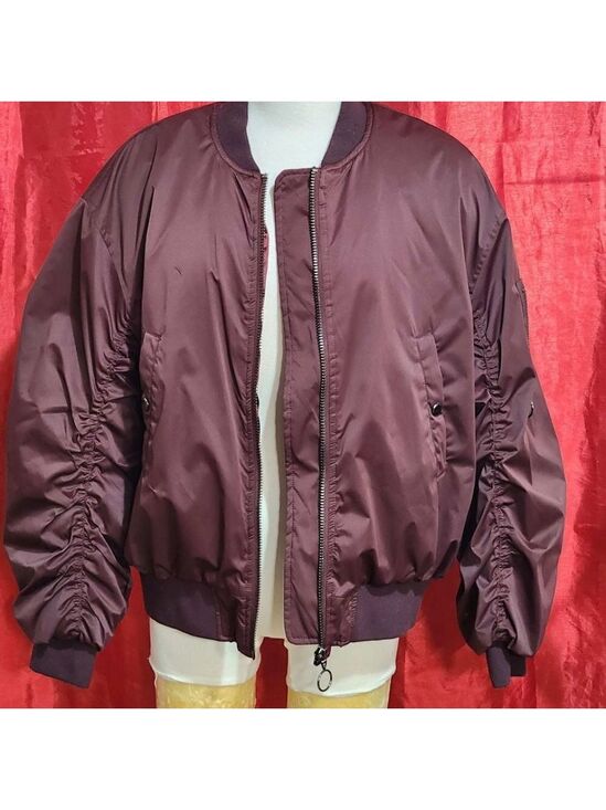 Zara Jackets & Blazers - Pre Owned Zara Burgundy Bomber Jacket